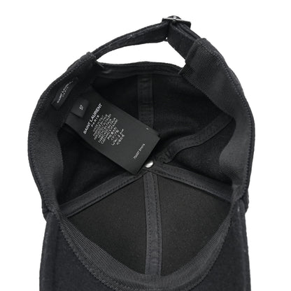 Saint Laurent Wool Felt Monogram Baseball Cap 57 Black 7 of 8