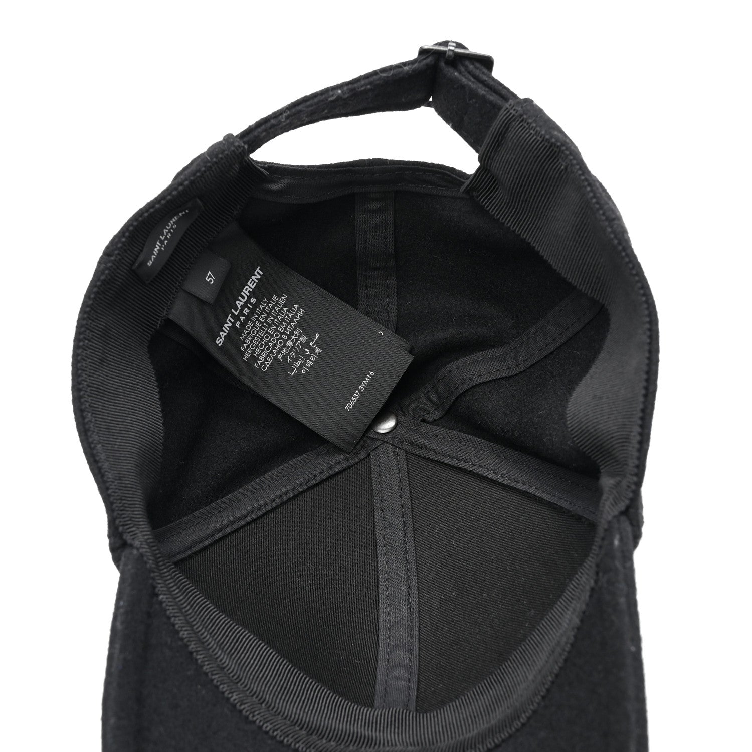 Saint Laurent Wool Felt Monogram Baseball Cap 57 Black 7 of 8