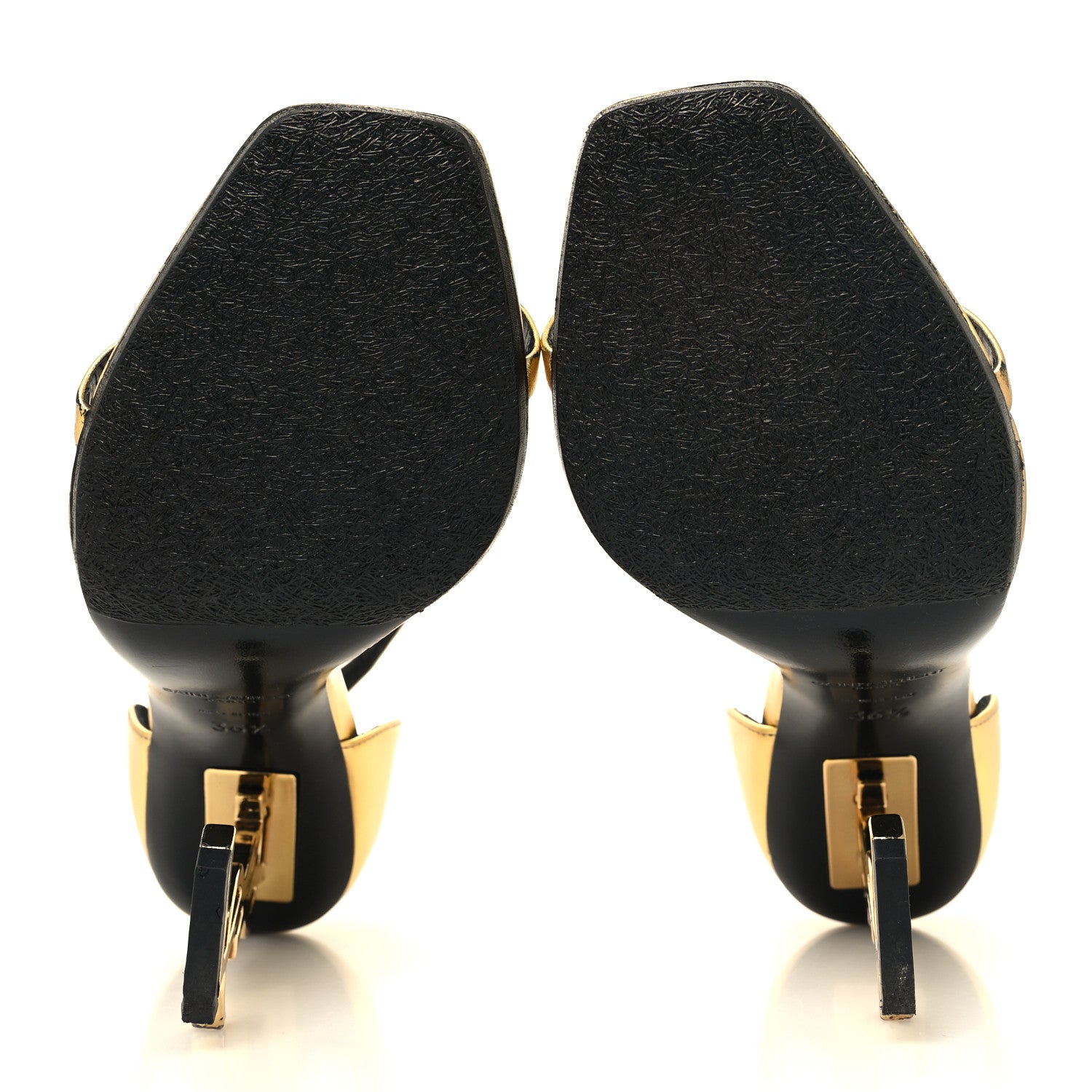 Saint Laurent Metallic Lambskin Opyum 110 Sandals 36.5 Oro 5 of 10