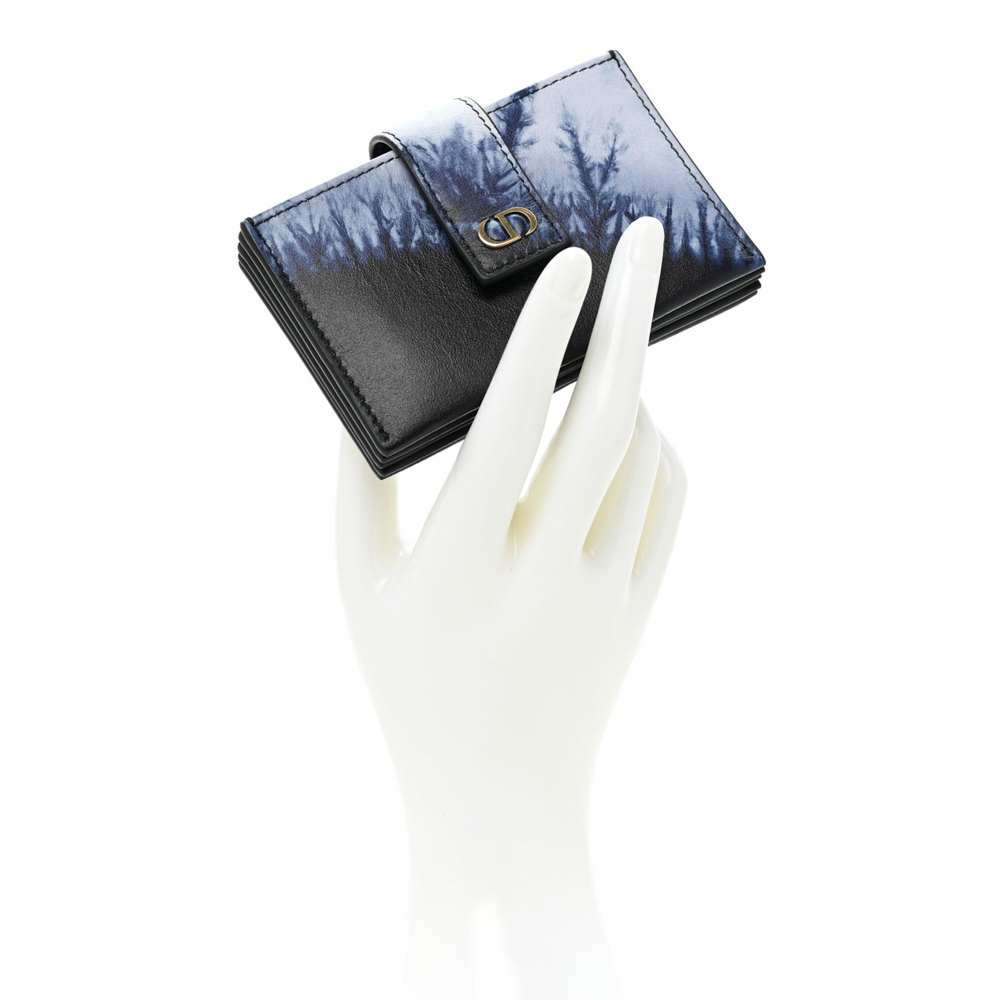 Calfskin Tie Dye Lady Dior 5-Gusset Card Holder Blue Multicolor