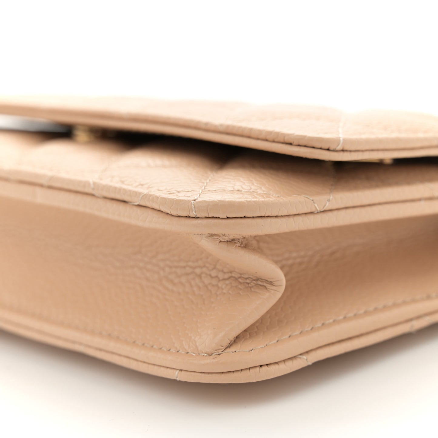 Caviar Quilted Wallet on Chain WOC Beige