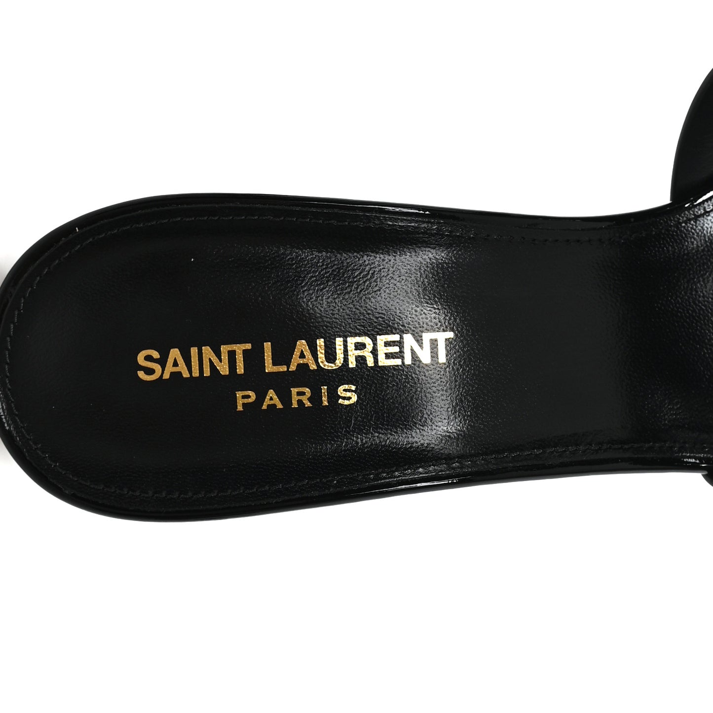 Patent Calfskin Tribute 85 Slide Sandals 40.5 Black