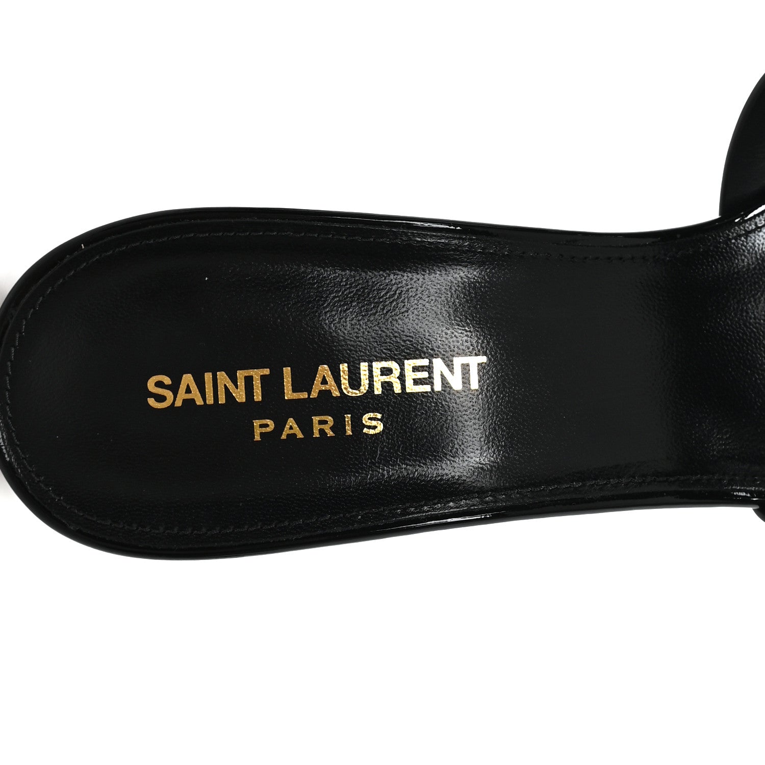 Saint Laurent Patent Calfskin Tribute 85 Slide Sandals 40.5 Black 9 of 10