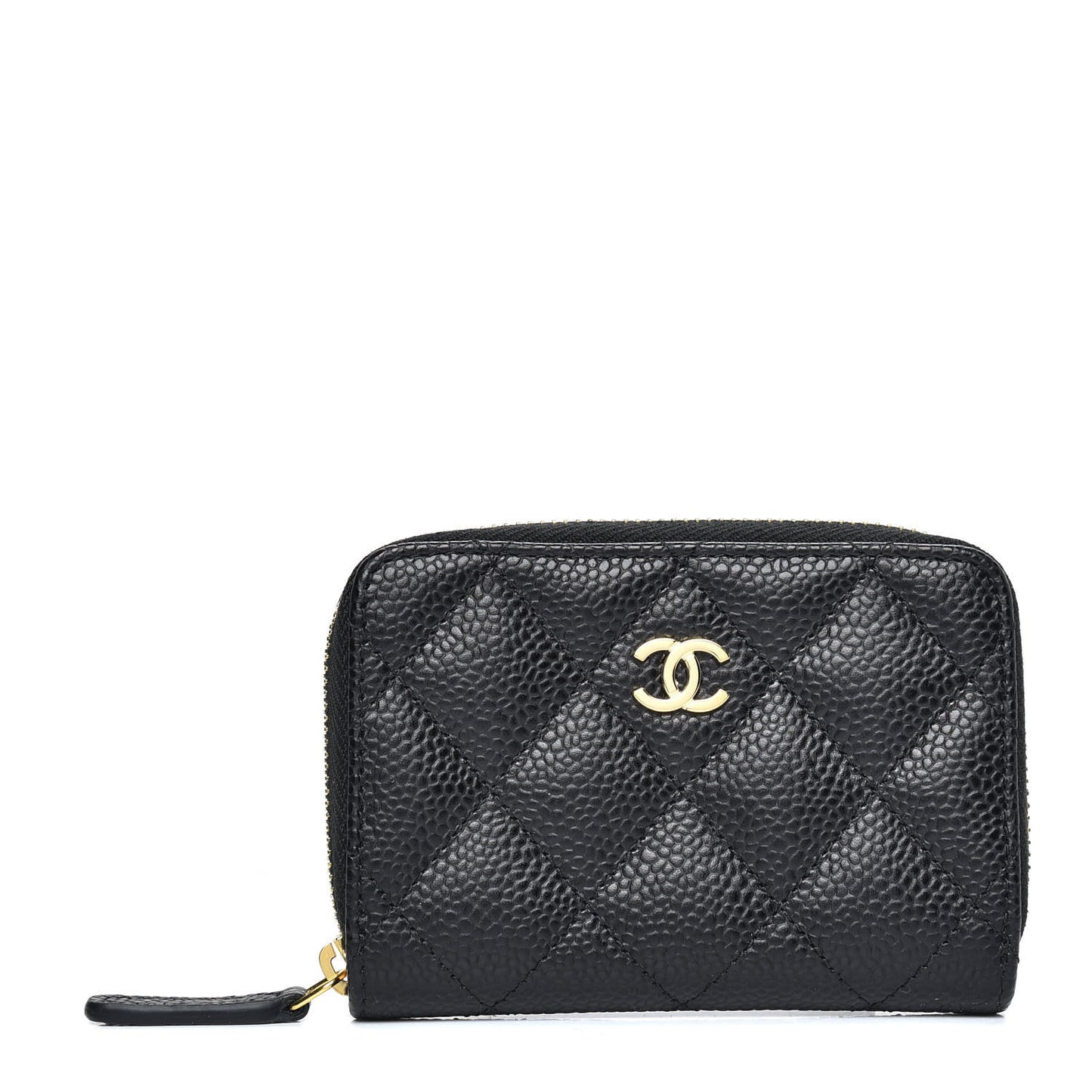 Caviar Quilted Zip Coin Purse Black