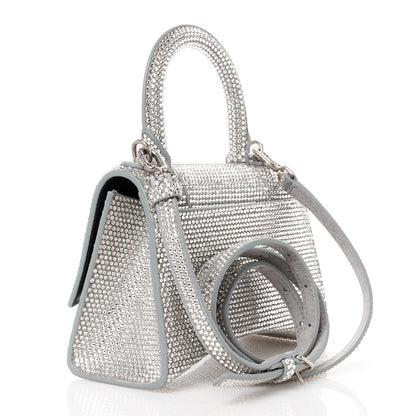 Balenciaga Strass Suede Hourglass Top Handle Bag XS Smoke Grey Crystal 3 of 12