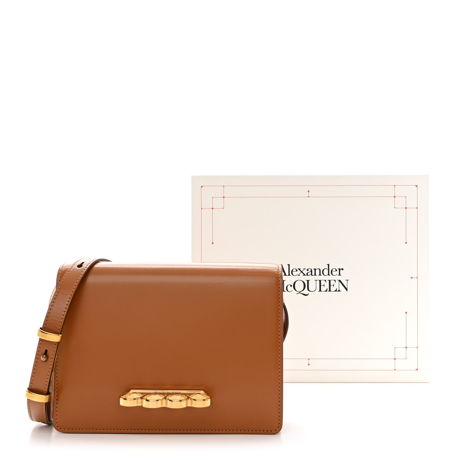Alexander McQueen Smooth Calfskin Four Ring Knuckle Crossbody Bag Tan 12 of 12