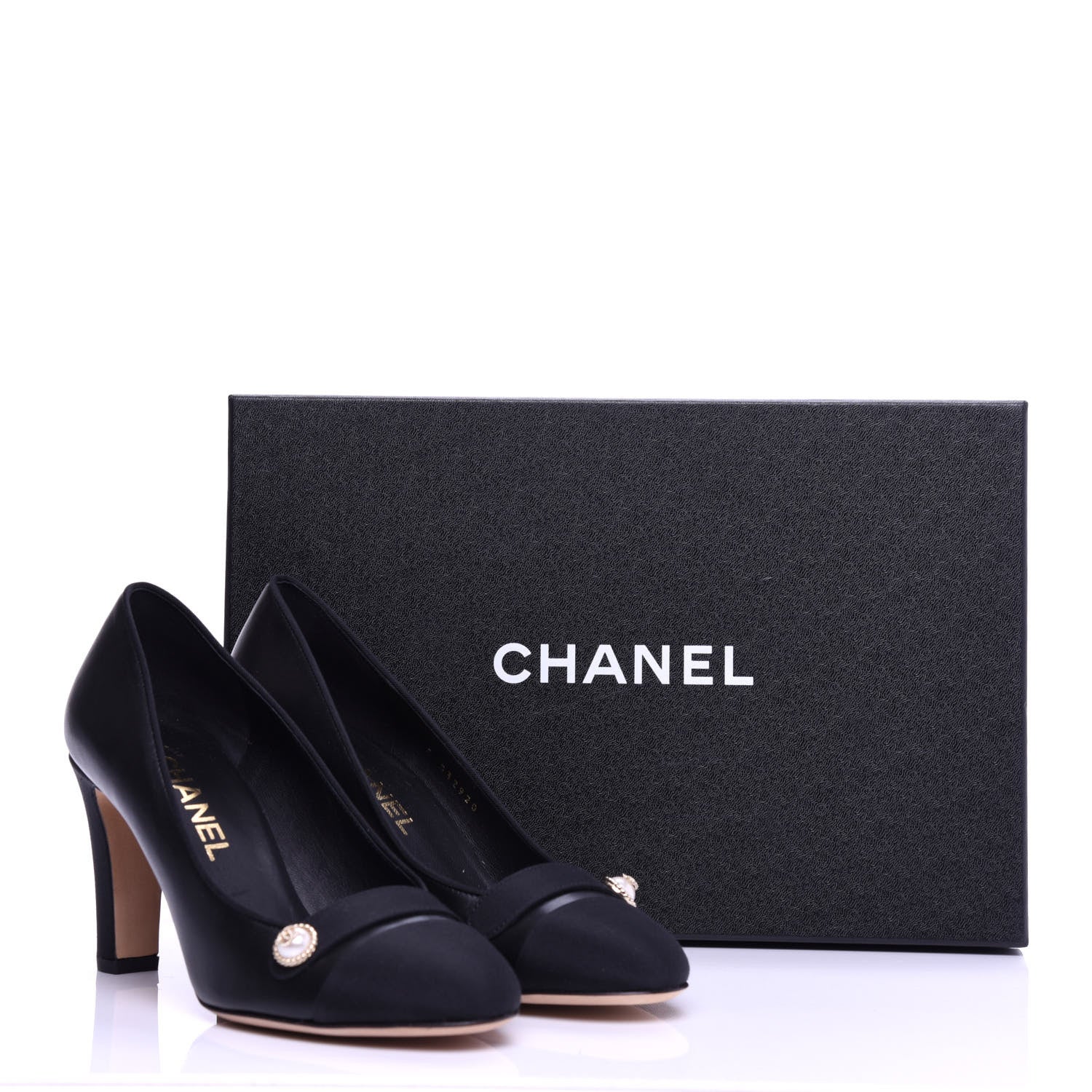 Chanel Lambskin Grosgrain Cap Toe Pearl Pumps 37 Black 11 of 11