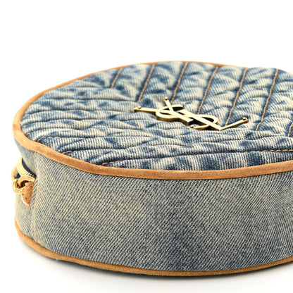Saint Laurent Denim Quilted Monogram Round Crossbody Bag Rodeo Blue 8 of 9