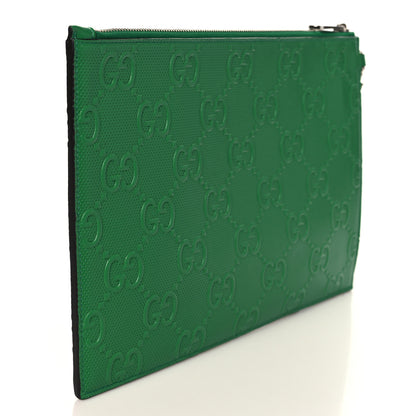 Gucci Calfskin GG Tennis Embossed Wristlet Pouch New Shamarock 3 of 7