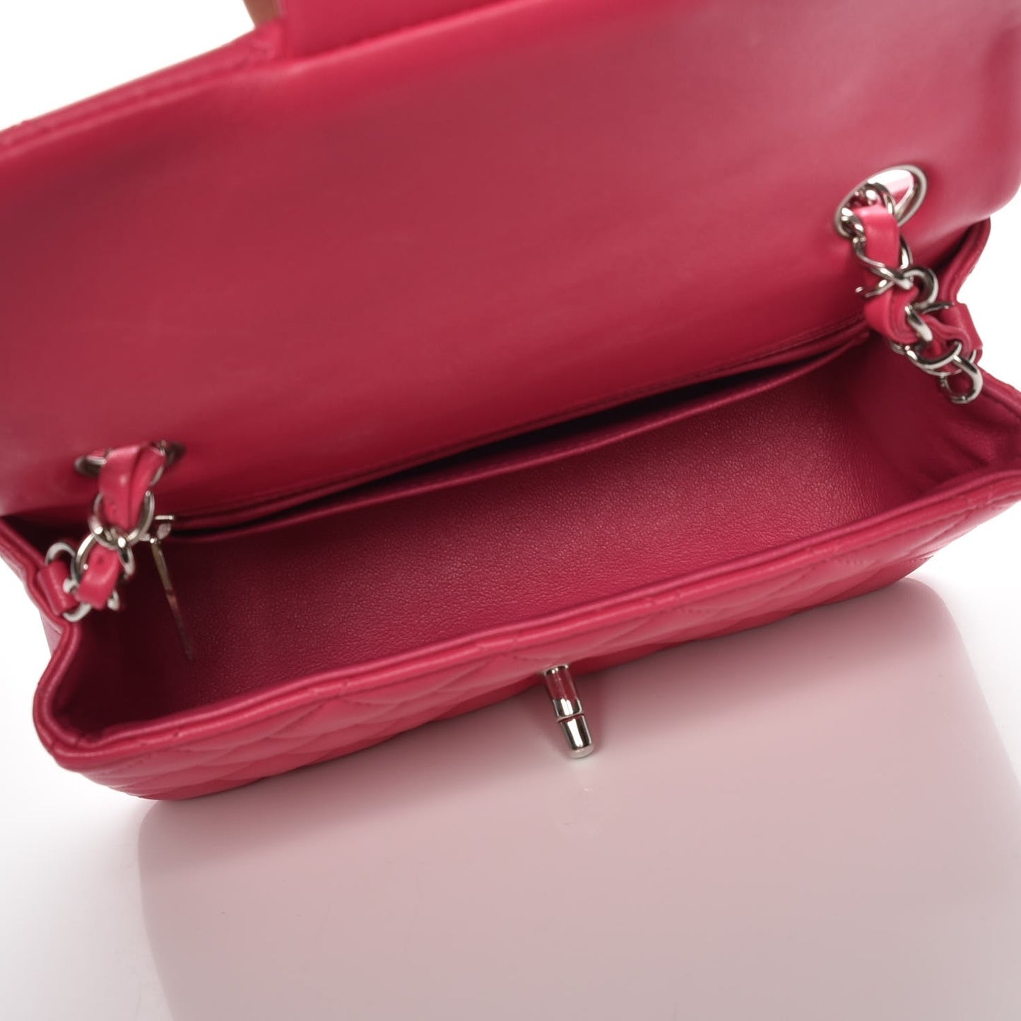 Lambskin Quilted Mini Rectangular Flap Dark Pink