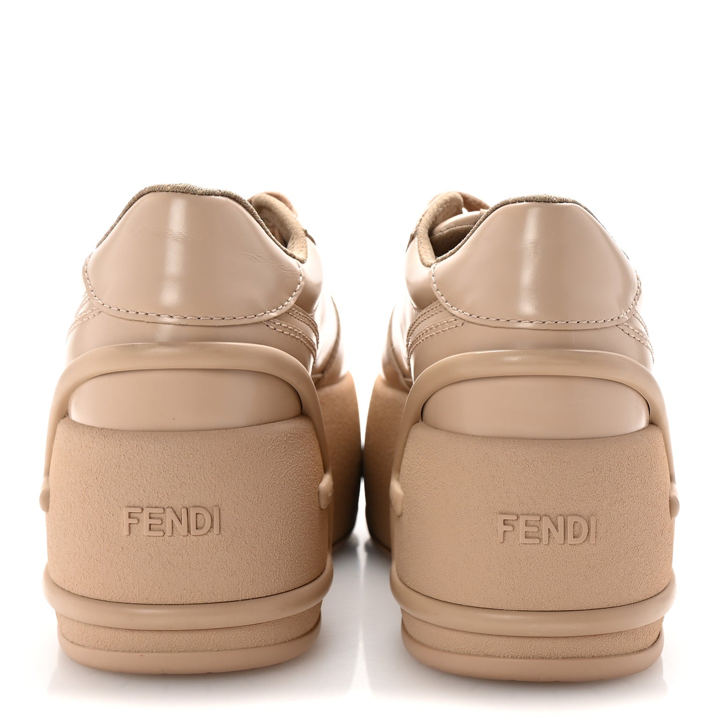 Calfskin Fashion Show Platform Sneakers 38.5 40 Beige