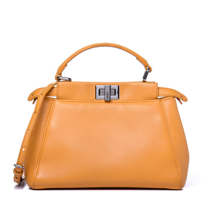Fendi Nappa Mini Peekaboo Iconic Satchel Giallo Syrup 1 of 25