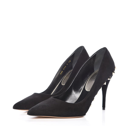 Valentino Garavani Suede Rockstud Jaw Stud 100mm Pumps 38 Black 3 of 8