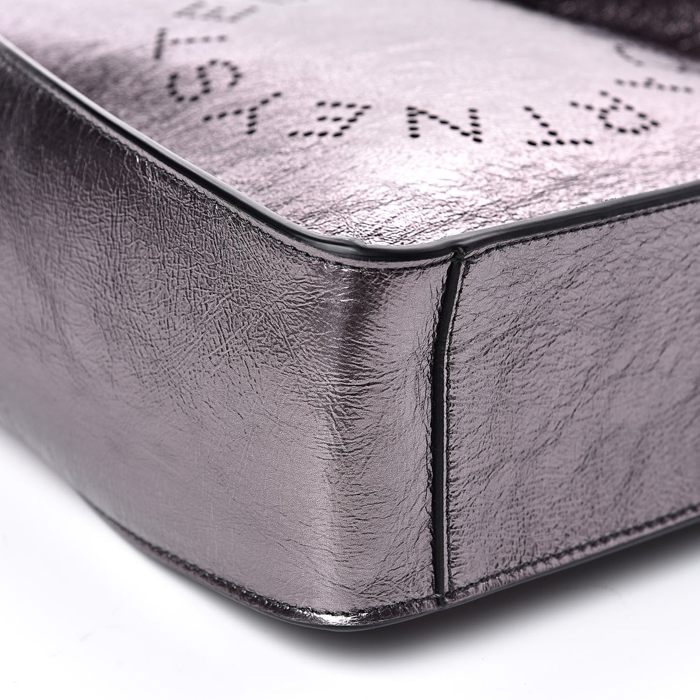 Metallic Eco Alter Nappa Perforated Logo Mini Crossbody Silver