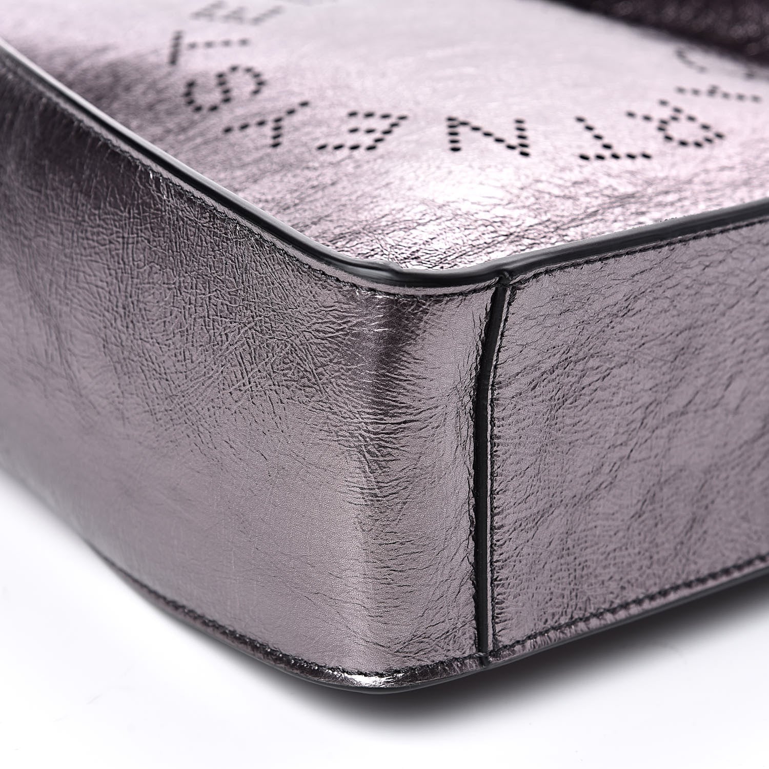 Stella McCartney Metallic Eco Alter Nappa Perforated Logo Mini Crossbody Silver 7 of 8
