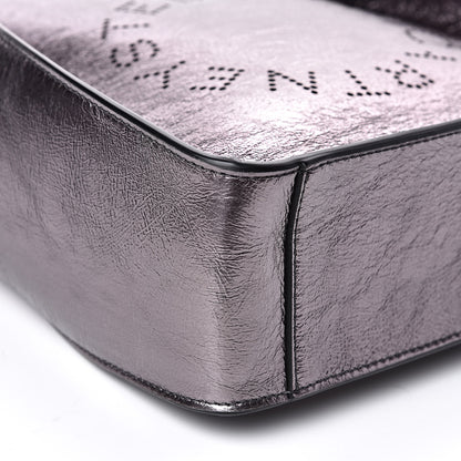 Stella McCartney Metallic Eco Alter Nappa Perforated Logo Mini Crossbody Silver 7 of 8