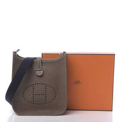 Hermes Taurillon Clemence Amazone Evelyne TPM Etoupe Bleu Indigo 11 of 11