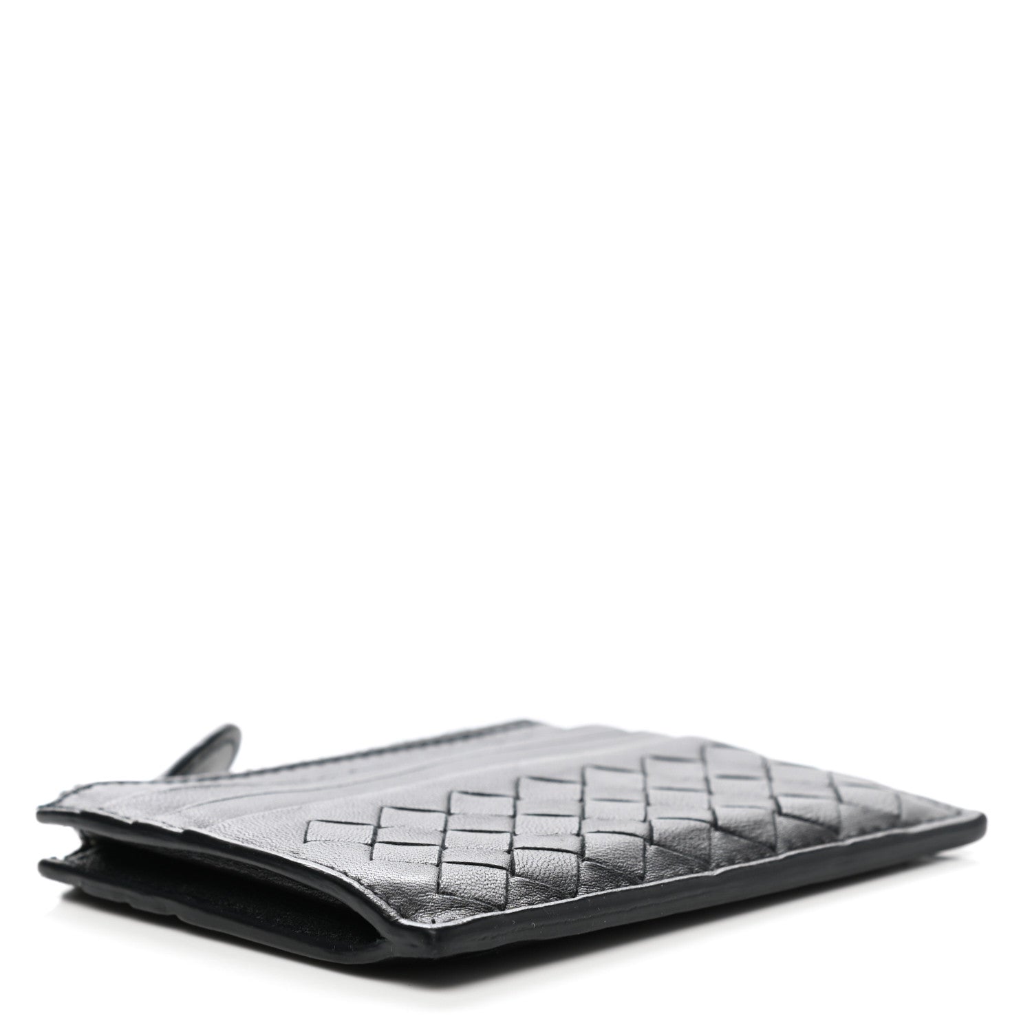 Bottega Veneta Calfskin Intrecciato Zip Card Holder Black 4 of 9