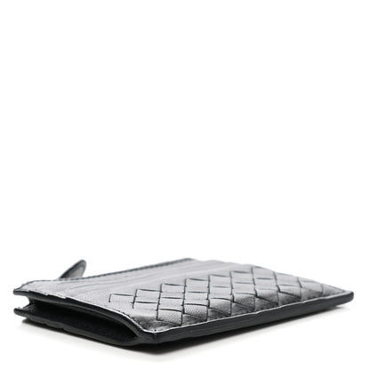Bottega Veneta Calfskin Intrecciato Zip Card Holder Black 4 of 9