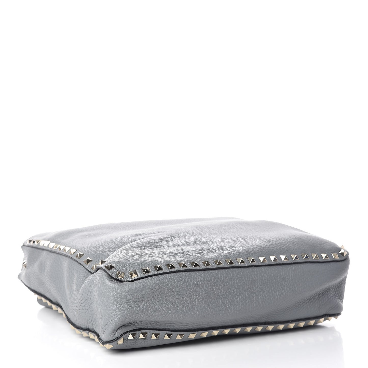 Pebbled Calfskin Large Rockstud Flip-Lock Messenger Bag Light Stone