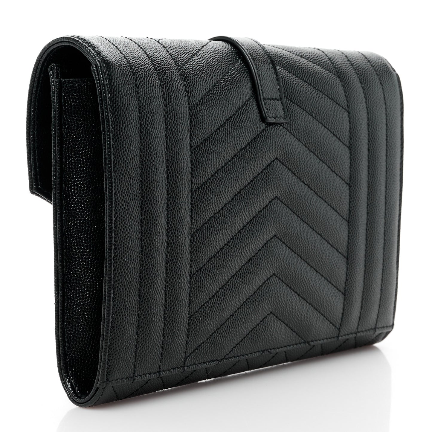 Grain De Poudre Textured Mixed Matelasse Triquilt Monogram Clutch Black