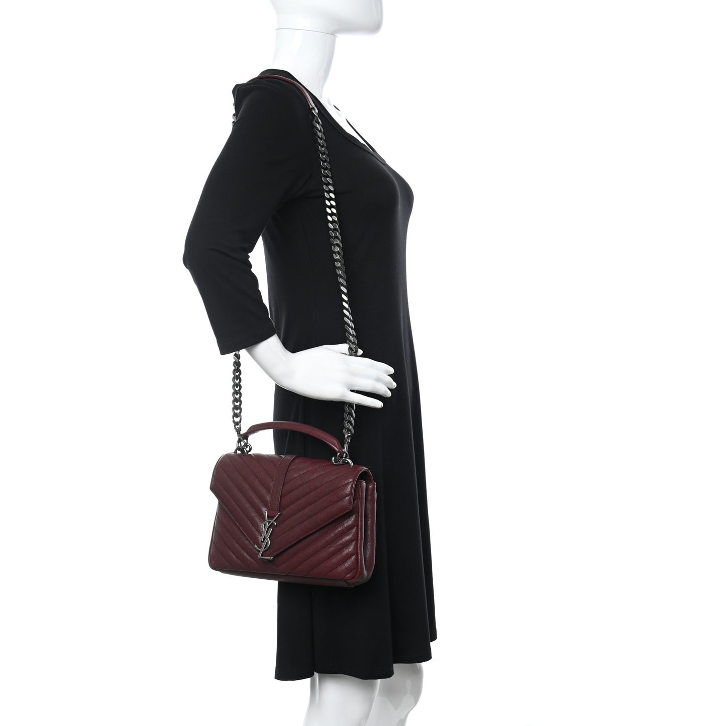 Sheepskin Matelasse Chevron Monogram Medium College Bag Rouge Legion