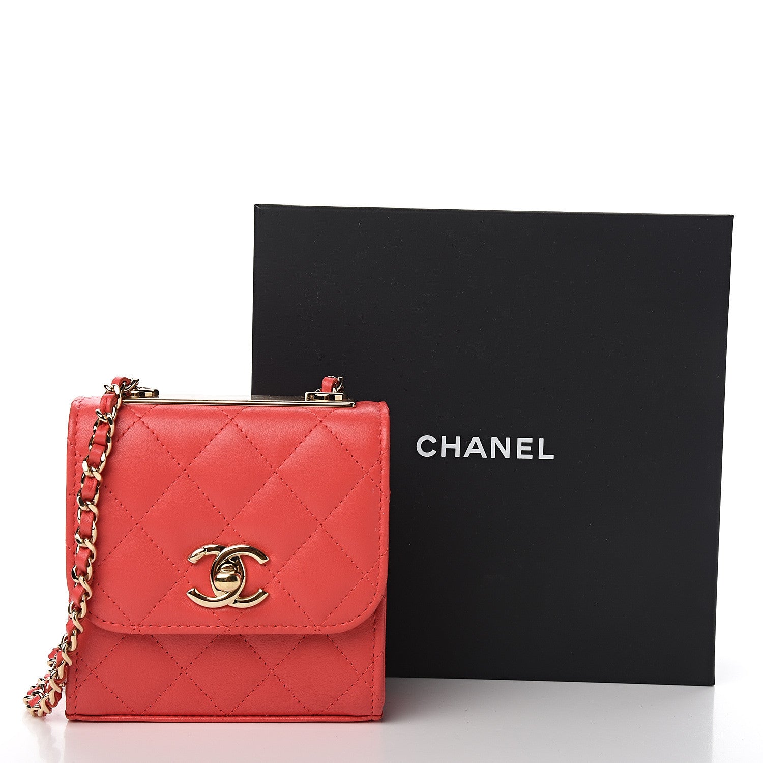 Chanel Lambskin Quilted Mini Trendy CC Chain Wallet Red 10 of 10