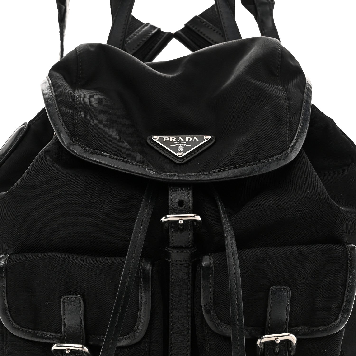 Prada Tessuto Nylon Soft Calfskin Backpack Black 1841103
