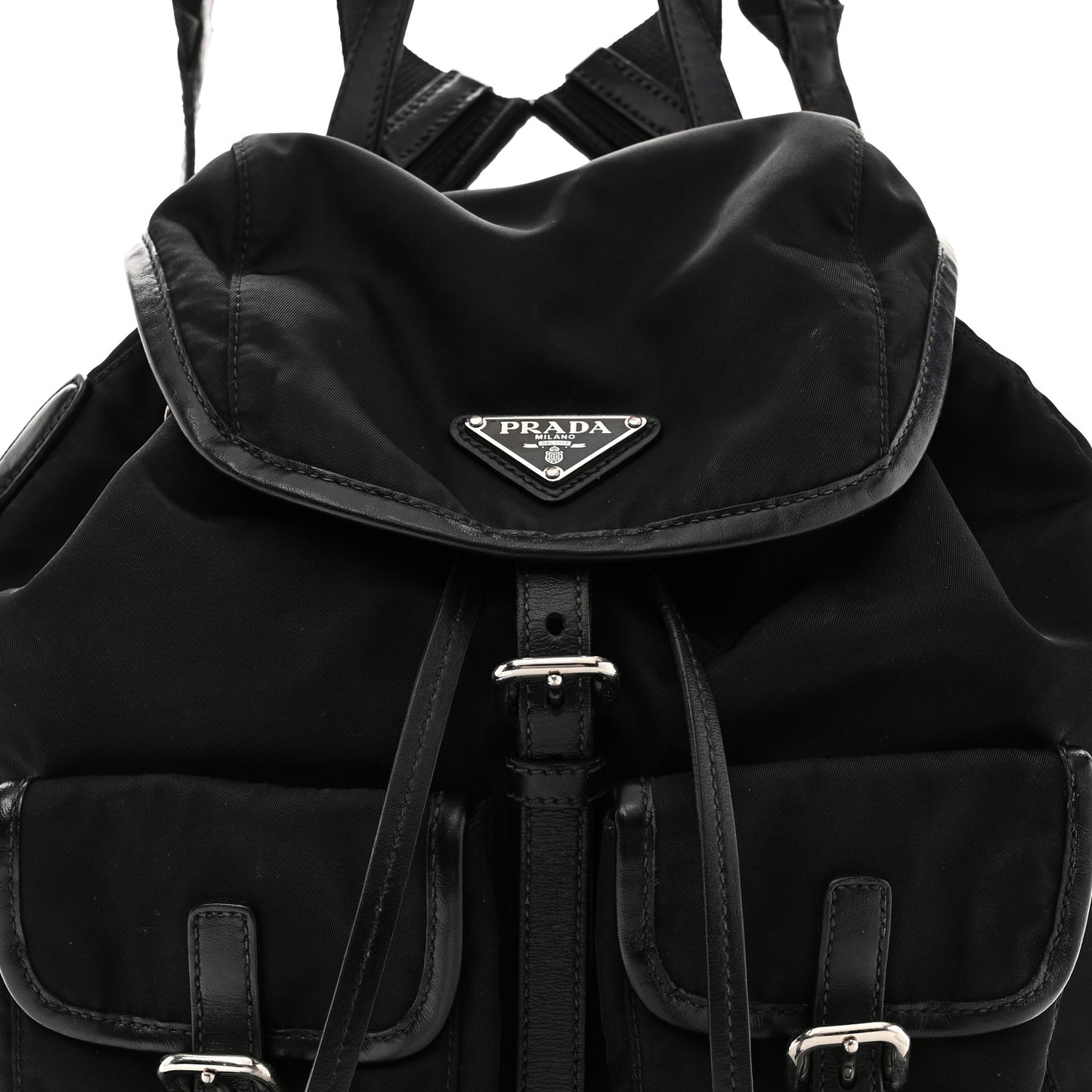 Tessuto Nylon Soft Calfskin Backpack Black