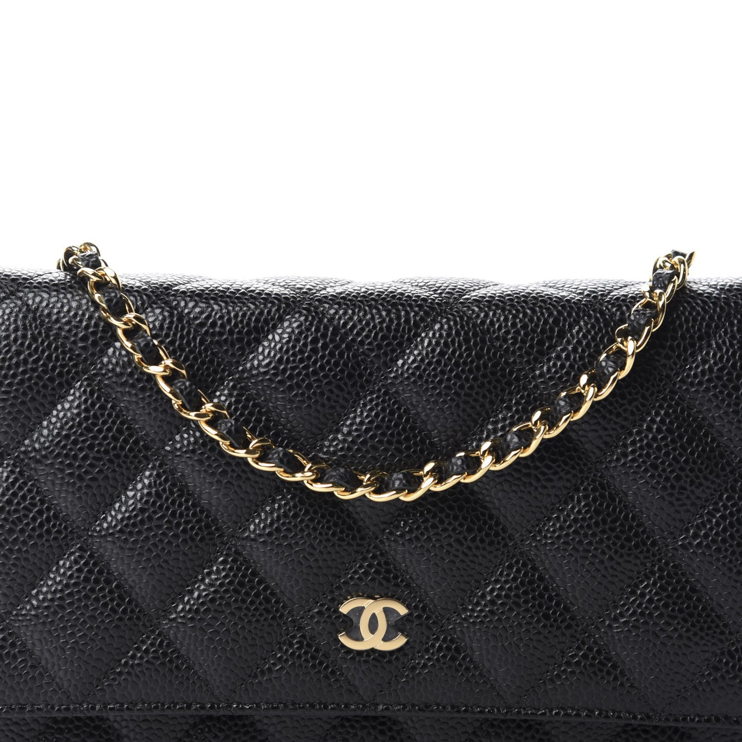 Caviar Quilted Wallet On Chain WOC Black