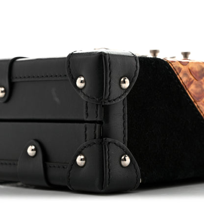 Louis Vuitton Calfskin Suede Snkeskin Petite Malle Black 8 of 12