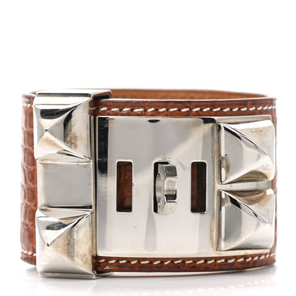 Hermes Shiny Alligator Collier De Chien CDC Bracelet Fauve 4 of 8