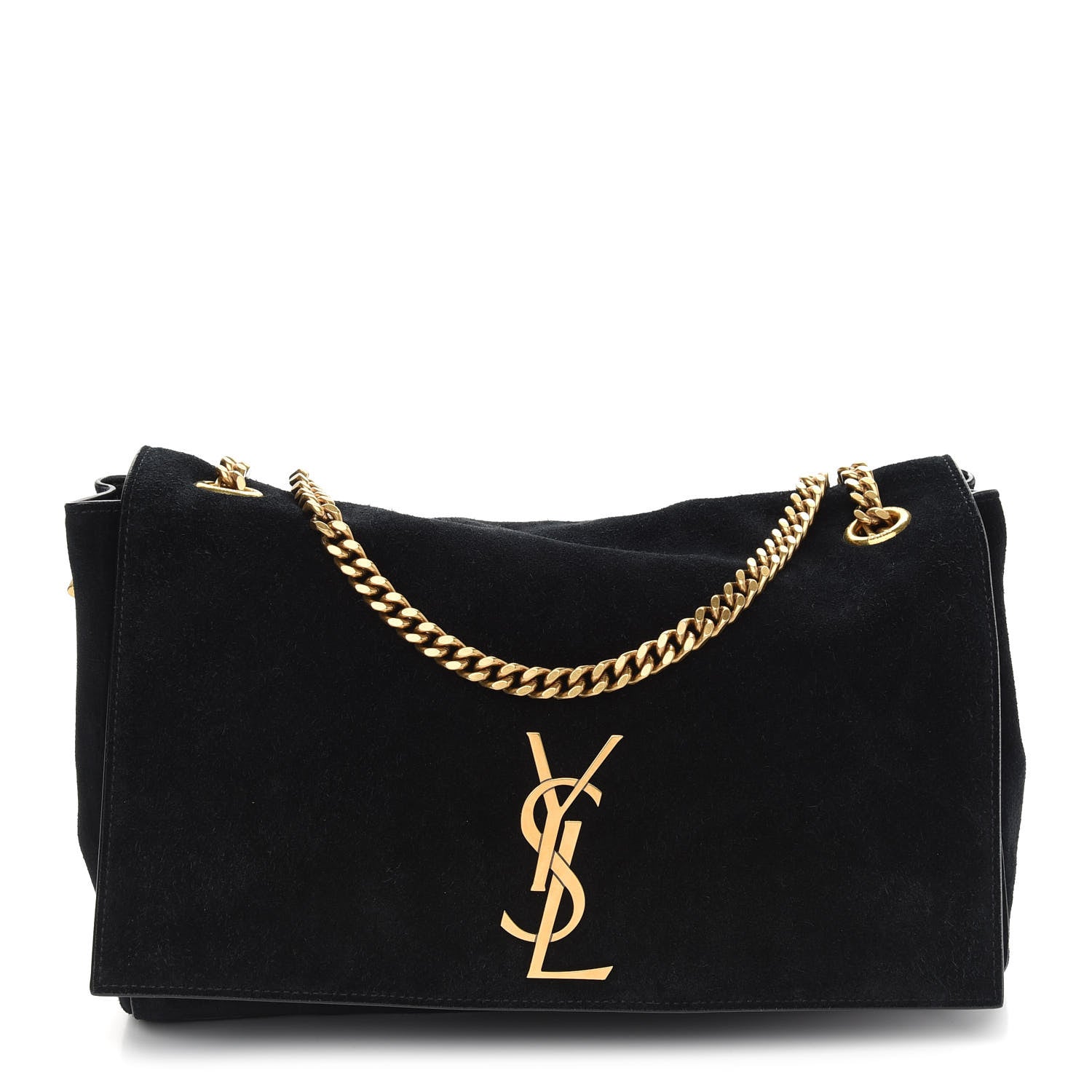Saint Laurent Smooth Calfskin Suede Medium Reversible Monogram Kate Satchel Black 1 of 16