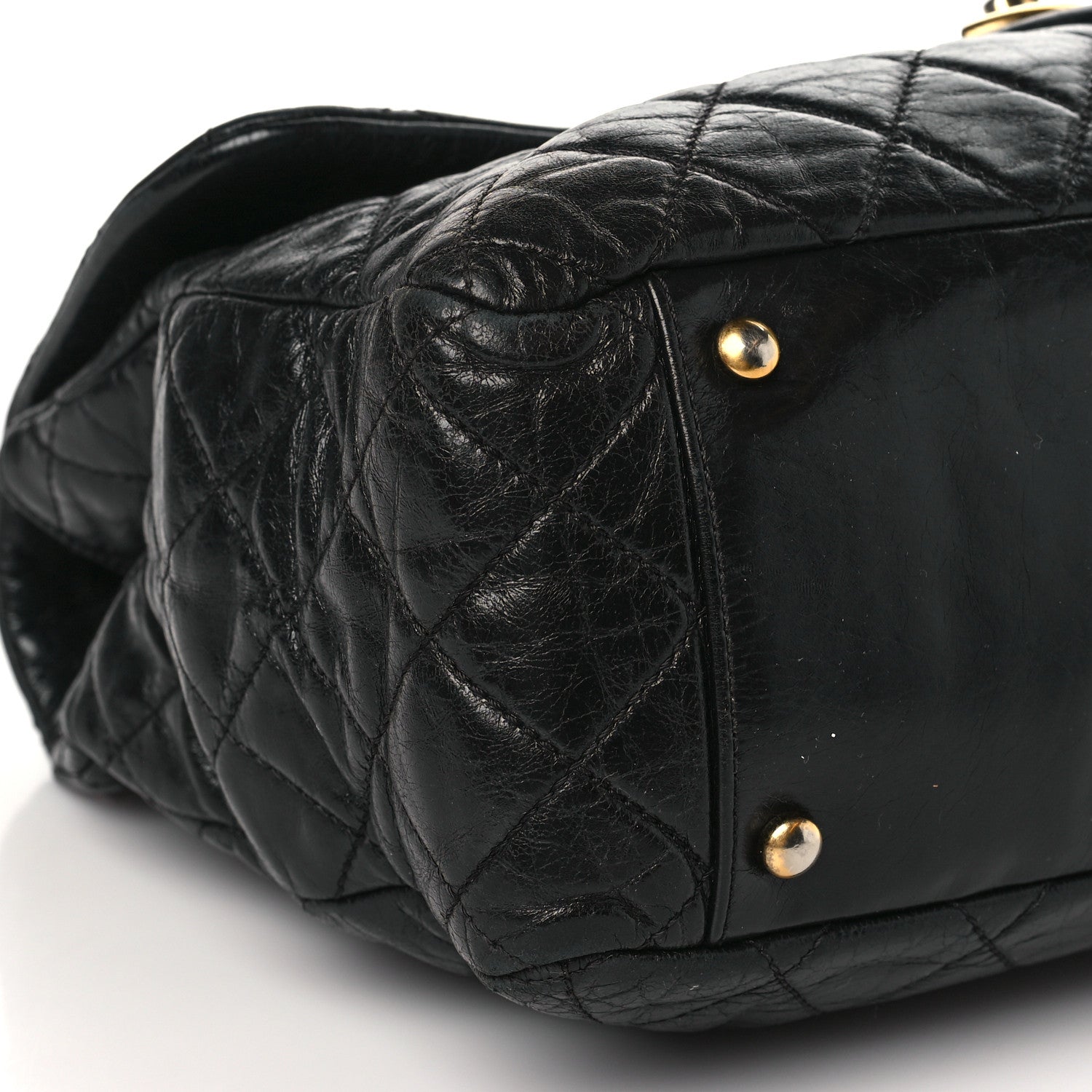 Chanel Glazed Calfskin Castle Rock Large Flap Black Burgundy 8 of 11