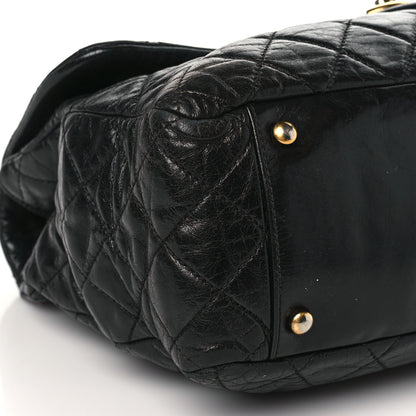 Chanel Glazed Calfskin Castle Rock Large Flap Black Burgundy 8 of 11