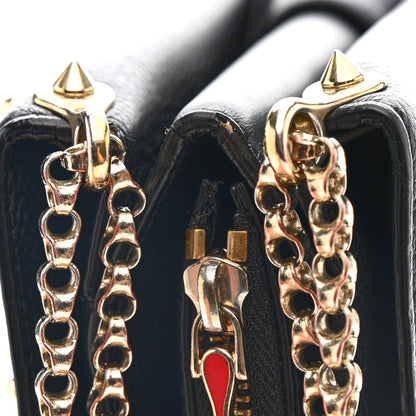 Christian Louboutin Calfskin Spikes Loubinthesky Large Triloubi Shoulder Bag Black 18 of 18