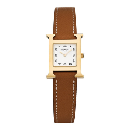 Hermes Stainless Steel Epsom 21mm Heure H Hour Quartz Watch Gold 1 of 5