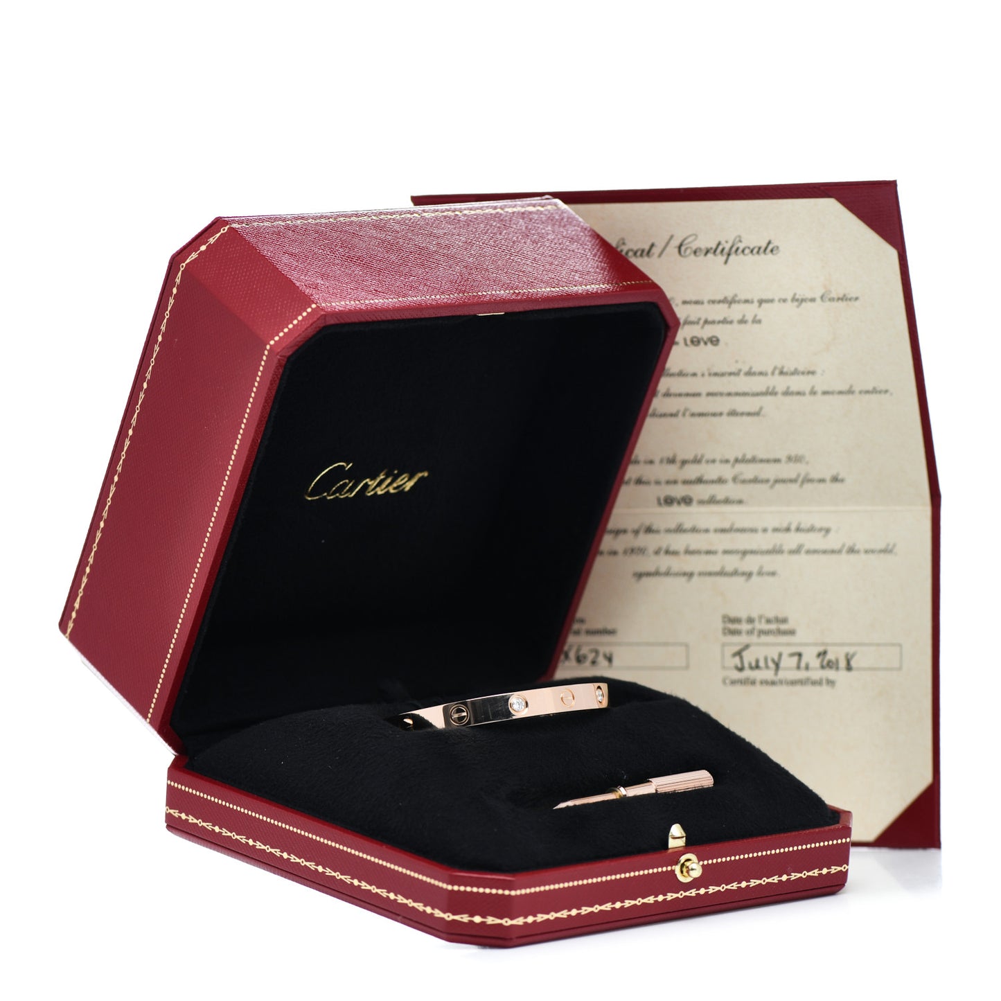 18K Pink Gold 4 Diamond LOVE Bracelet 16