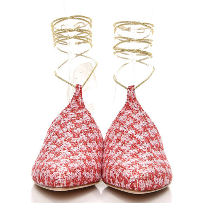 Chanel Sequin Pointed Toe Mules 38 Red Gold 2 of 8