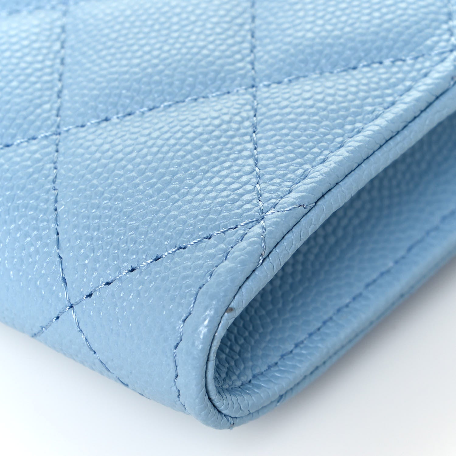 Chanel Caviar Quilted Crystal CC Airpods Pro and Phone Case With Chain Light Blue 12 of 17