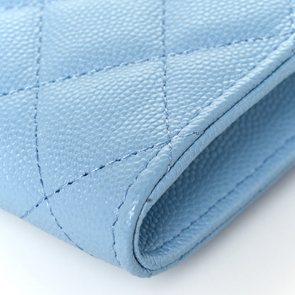 Chanel Caviar Quilted Crystal CC Airpods Pro and Phone Case With Chain Light Blue 12 of 17
