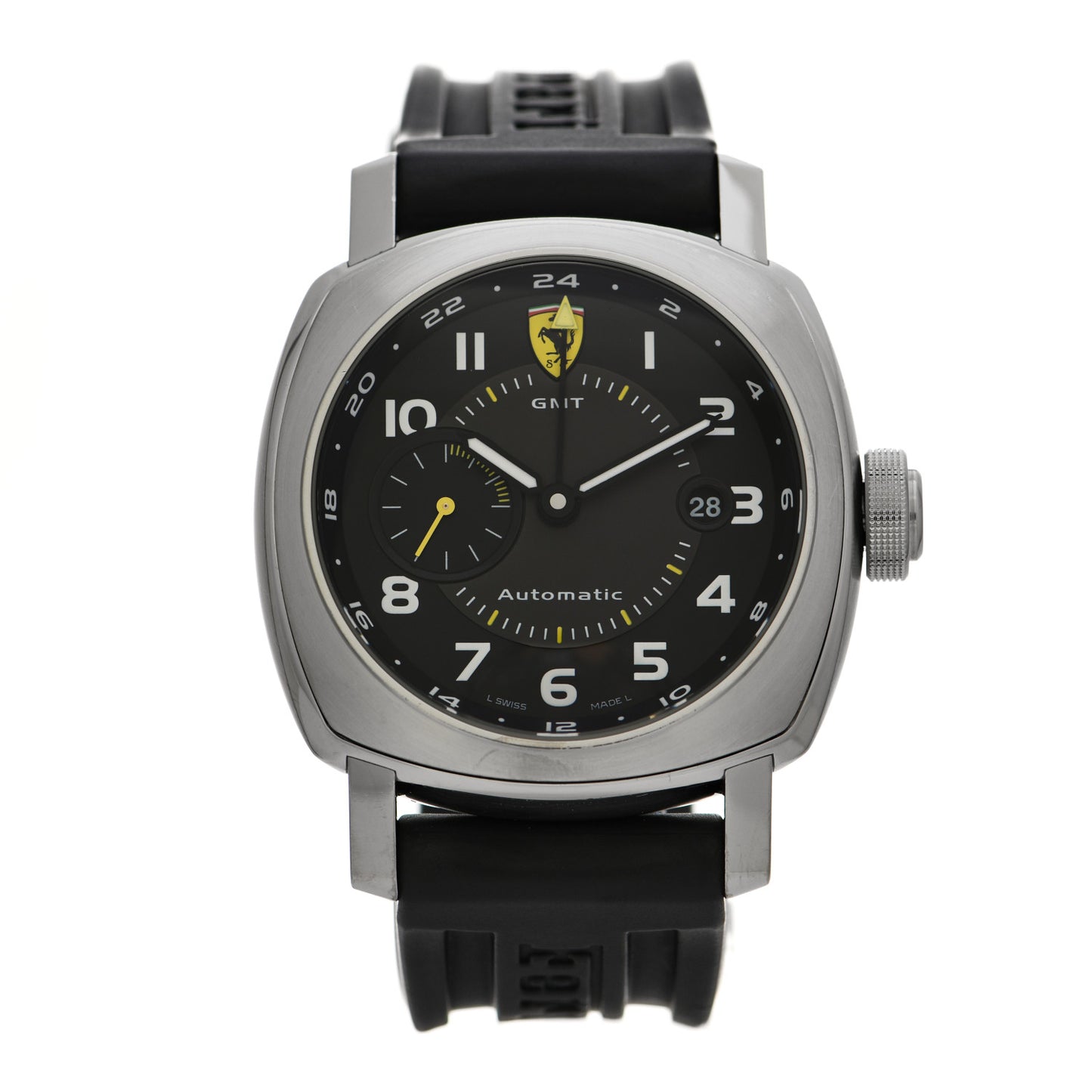 Stainless Steel Rubber 45mm Ferrari GMT Automatic Watch Black FER00009