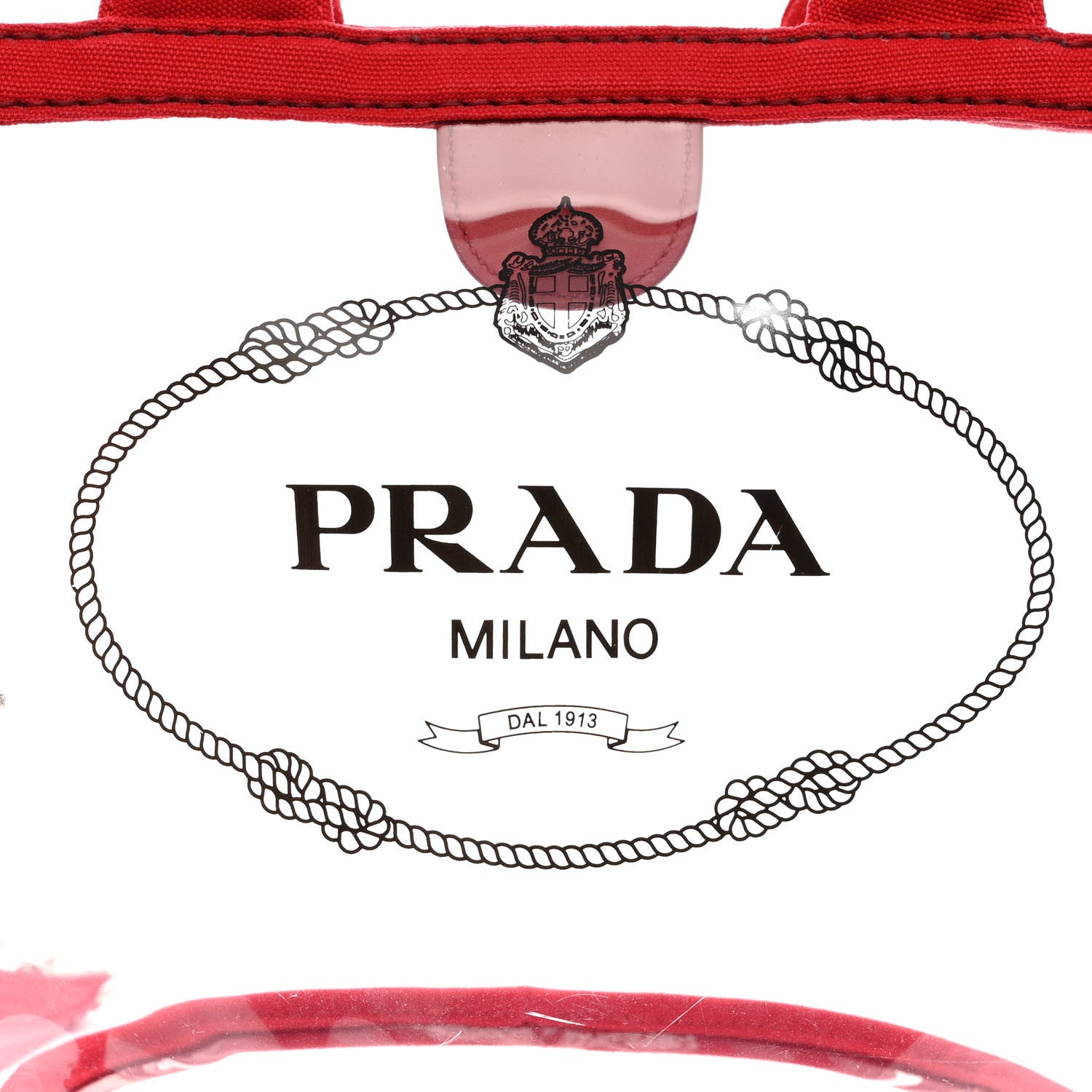 Prada Plexiglass Calfskin Small Shopper Tote Rosso 11 of 18