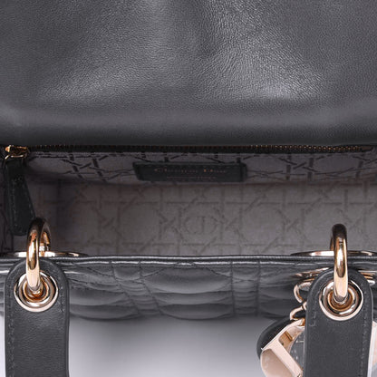 Christian Dior Lambskin Cannage Small Lucky Badges My Lady Dior Dark Grey 4 of 4