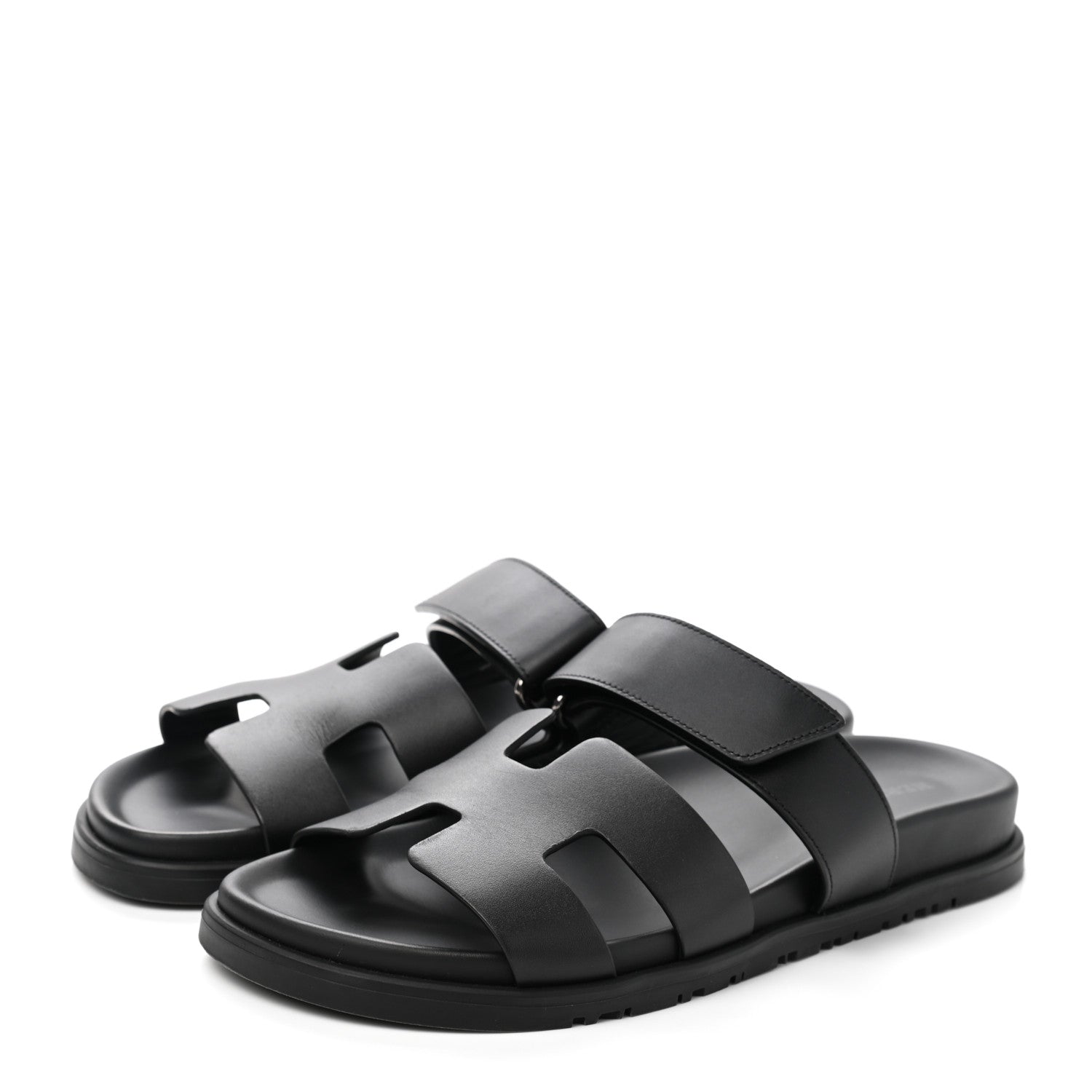 Hermes Calfskin Womens Chypre Sandals 38.5 Black 3 of 12