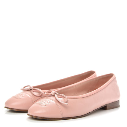 Chanel Crumpled Calfskin Cap Toe CC Ballerina Flats 36 Powder Pink 3 of 12
