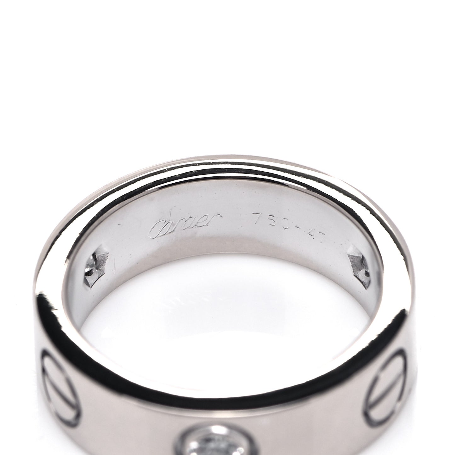 18K White Gold 3 Diamond 5.5mm LOVE Ring 47 4