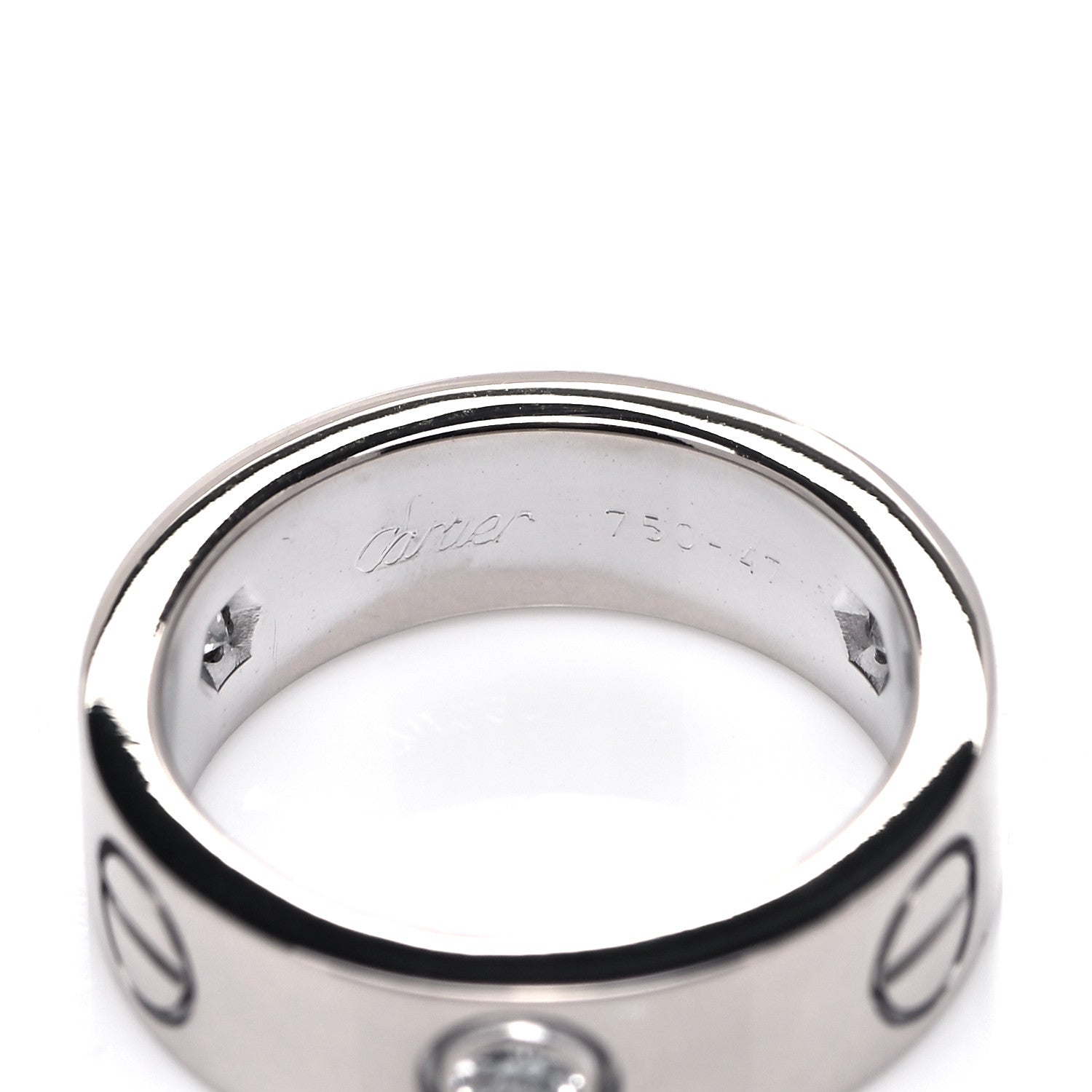 Cartier 18K White Gold 3 Diamond 5.5mm LOVE Ring 47 4 5 of 6
