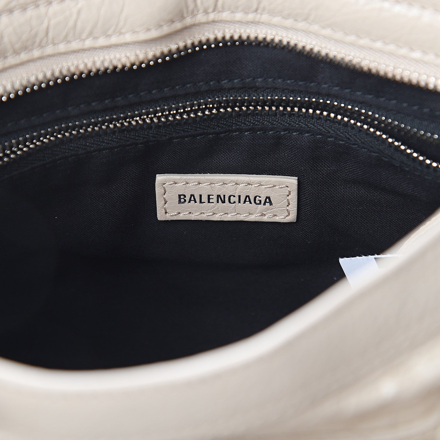 Balenciaga Agneau Classic Silver Hardware S City Logo Strap Light Beige Black 5 of 7