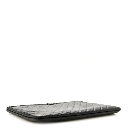 Chanel Calfskin Quilted Large Boy Chain Around Cosmetic Case Black 4 of 11